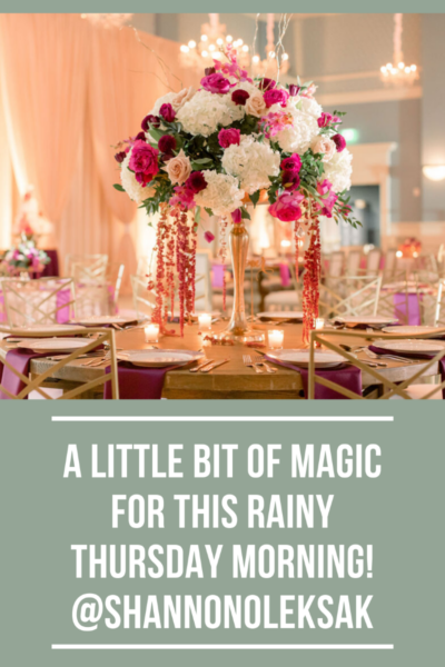 Elegant floral centerpiece on a golden candlelit table for a rainy Thursday morning.